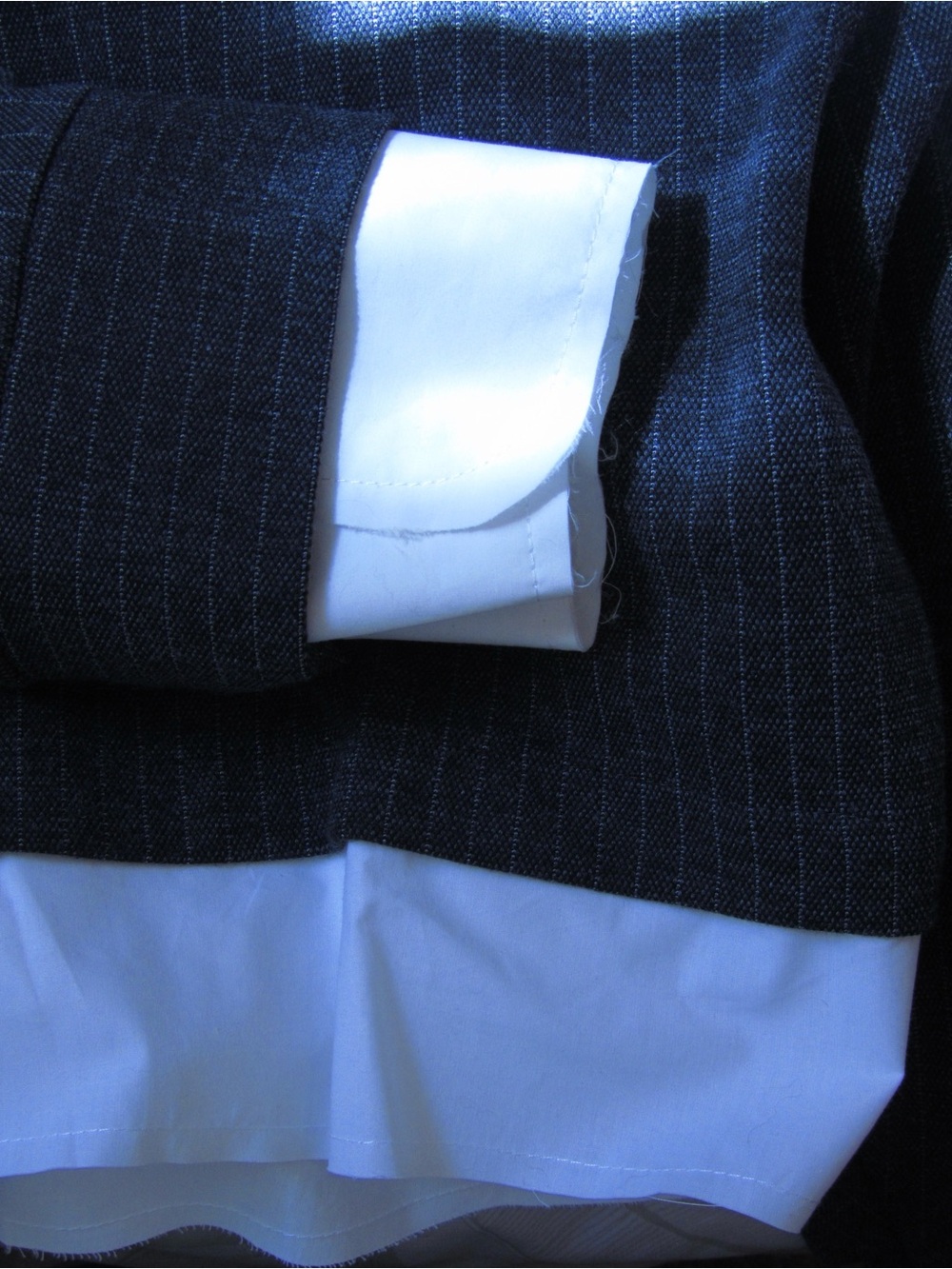 Zara Black Pinstripe V-Neck Sweater with Attached White Collar - Picture 7 of 7